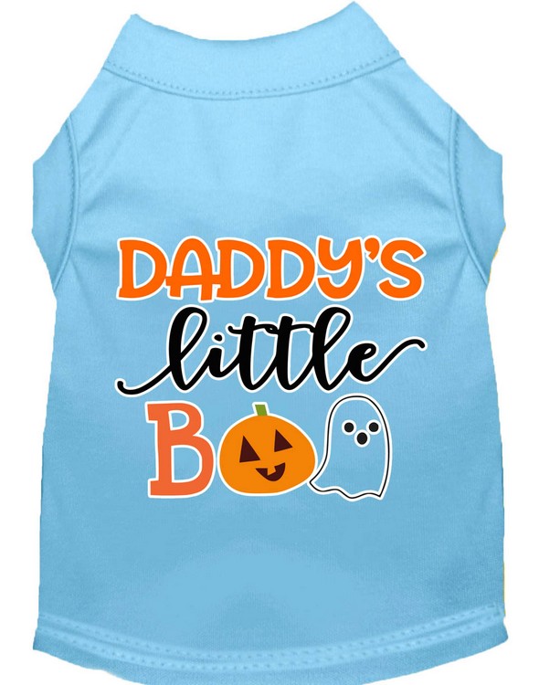 Daddy's Little Boo Screen Print Dog Shirt Baby Blue XS